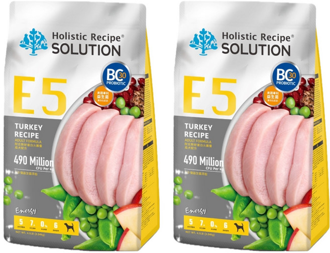 Holistic Recipe SOLUTION 耐吉斯 成犬配方無穀乾飼料, 2.04kg, 2袋, E5 好蛋白火雞餐