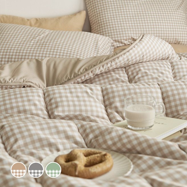 쁘리엘르 데일리체크 항균 워싱 차렵침구 단품