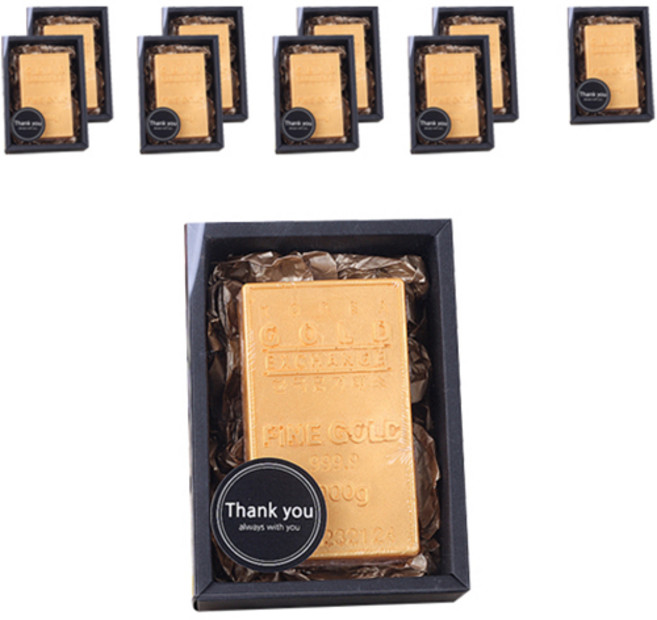 룰루데이 골드바 수제비누 + 투명창 블랙 상자 완포장 답례품, 골드, 10개