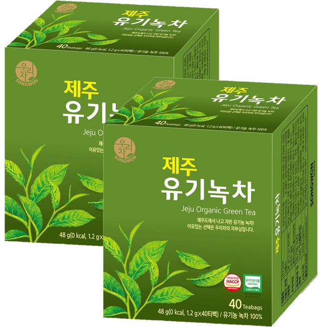 우리차 제주 유기녹차, 1.2g, 40개입, 2개