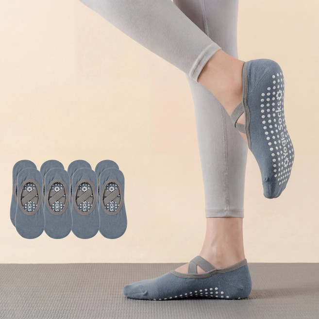 플로우데이 여성용 스포츠 요가 필라테스 미끄럼방지 양말 4켤례