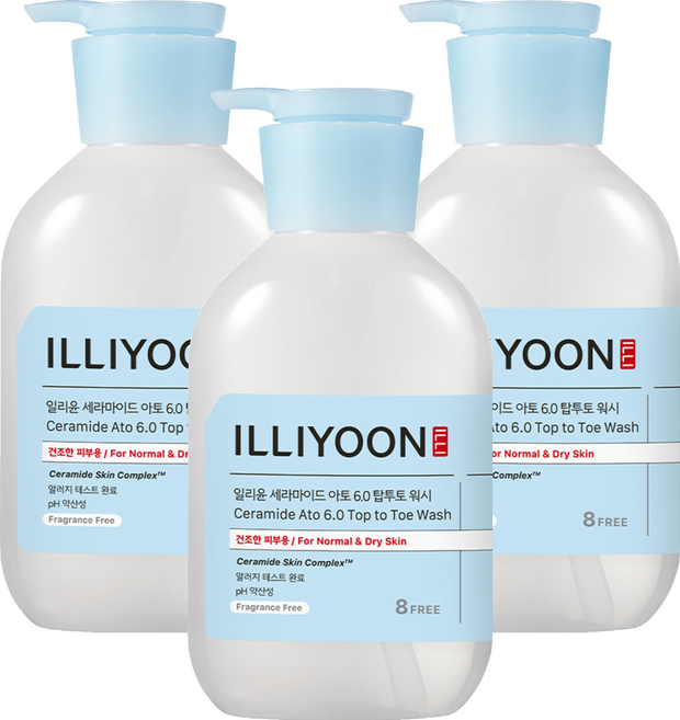 일리윤 세라마이드 아토 6.0 탑투토 바디워시 무향, 500ml, 3개