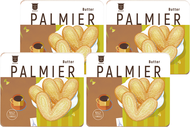 School of Cookie 台灣優格餅乾學院 天然奶油蝴蝶派鐵盒餅乾, 200g, 4個