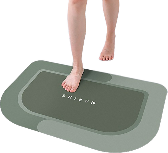 홈다움 빨아쓰는 말랑이 규조토 투톤 라운드 발매트, 파스텔 그린, 1개