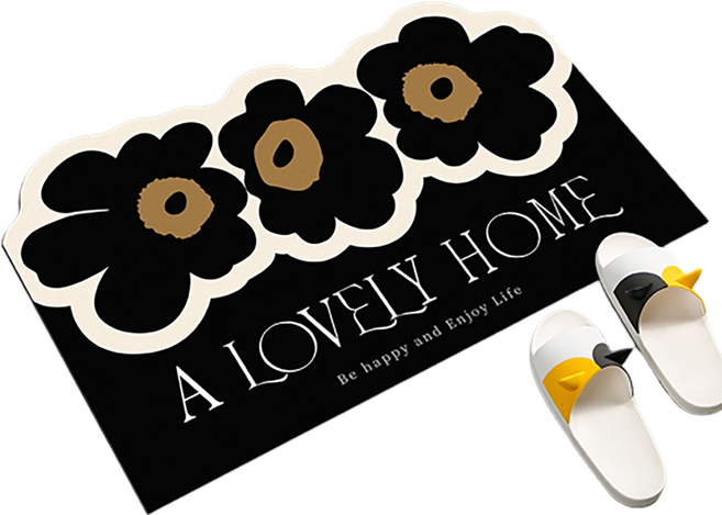 홈다움 빨아쓰는 말랑이 규조토 러블리홈 발매트, 블랙