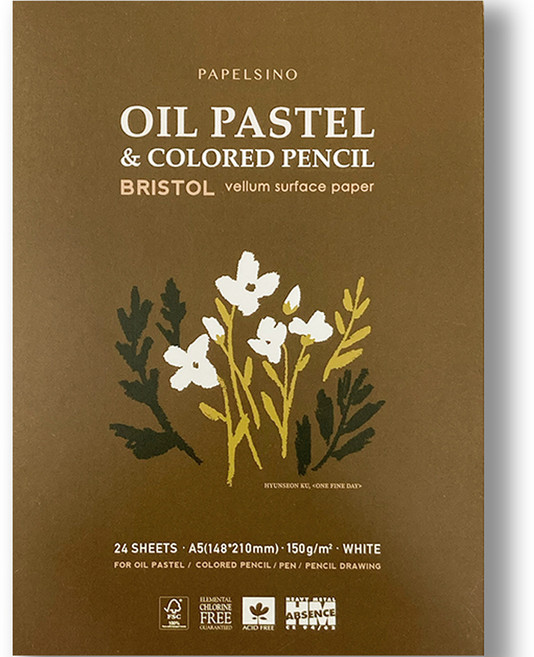 파펠시노 오일파스텔 색연필전용 종이 스케치북 브리스톨지 패드형, A5, 22매, 1개