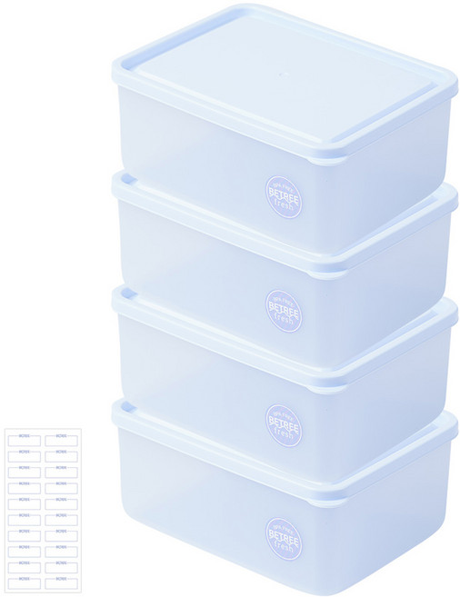 비트리프레시 냉동실 정리 용기 1.0L+라벨지 1장, 1개입, 4개