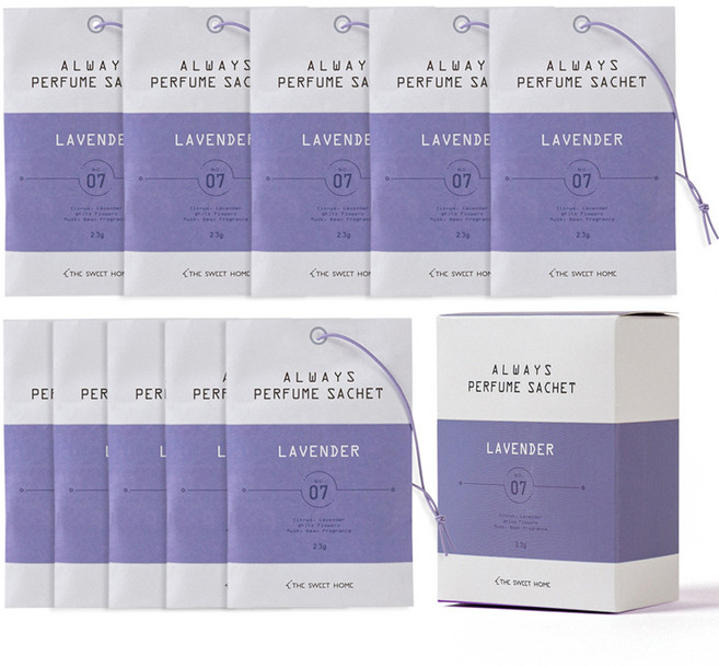 더스윗홈 올웨이즈 퍼퓸사쉐 옷장방향제, 2.3g, 10개, 라벤더