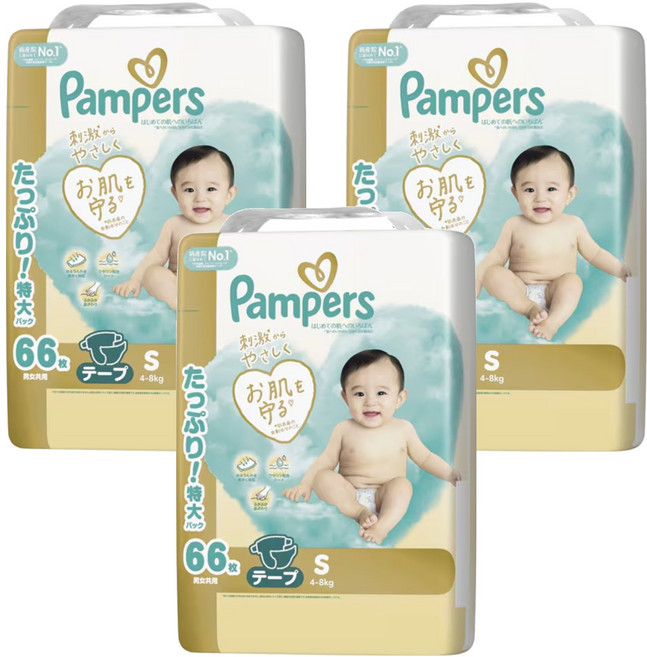 Pampers 幫寶適 日本境內版 黏貼型尿布 4~8kg, S, 198片