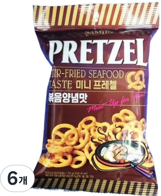 삼진 미니프레첼 볶음양념맛, 70g, 6개