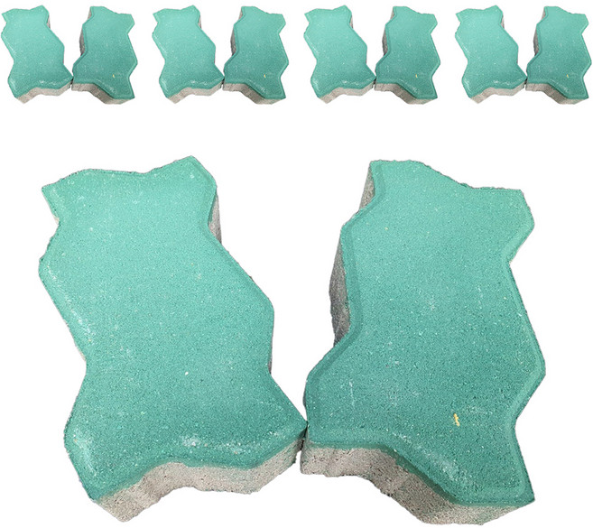 WITH블럭 인터록킹 U형 두께 60T 보도블럭, 녹색, 10개