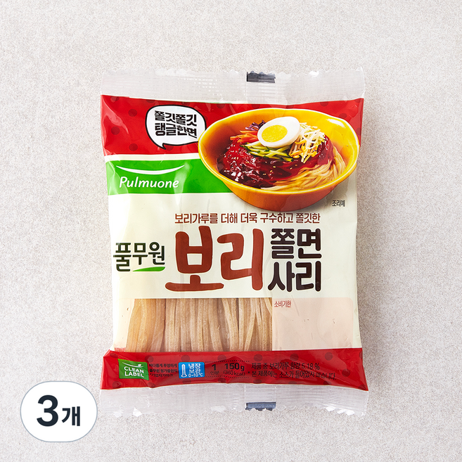 냉장_풀무원 보리 쫄면사리, 150g, 3개