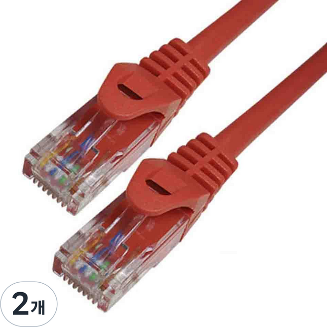 라인업시스템 UTP CAT5.E 다이렉트 랜 케이블, 레드, 2개, 15m