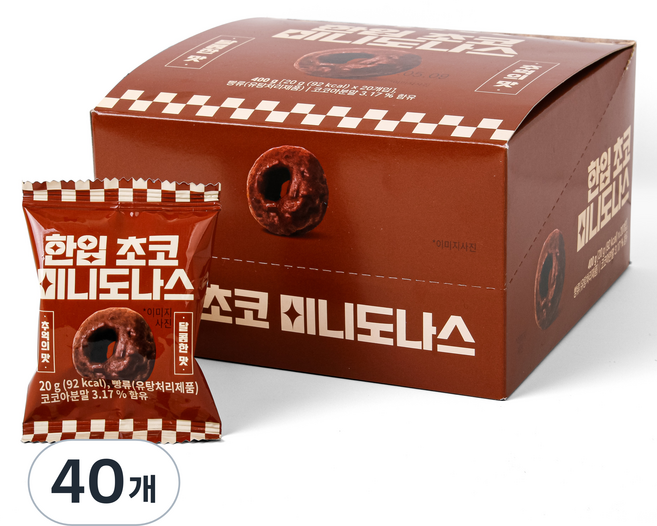 에이스엠앤티 한입 초코 미니 도나스, 20g, 40개