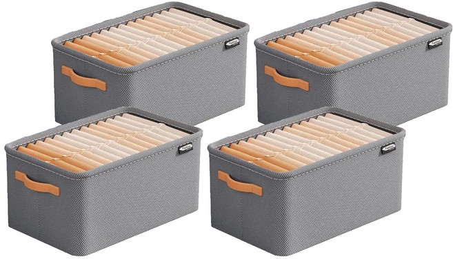 withWIN 부직포 접이식 리빙박스, 그레이, 중형(35 x 25 x 22 cm), 4개