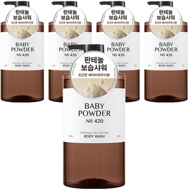 해피바스 오리지널 컬렉션 바디워시 베이비파우더향, 910g, 5개
