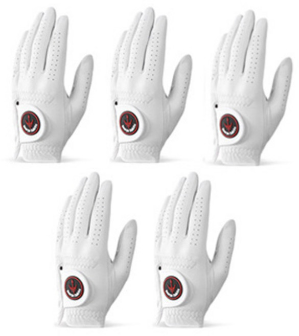 조지스피리츠 남성용 양피 골프장갑 왼손용, 화이트, 5개