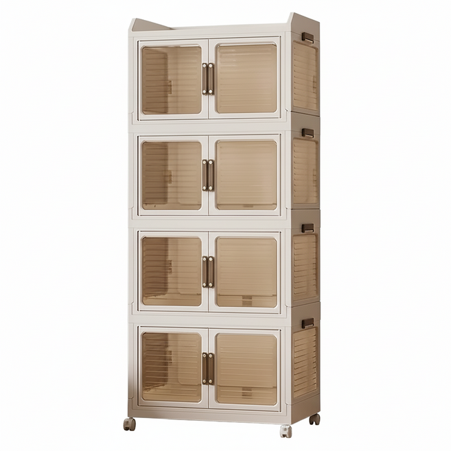 摺疊層櫃/四層櫃, 奶油黃, 1個