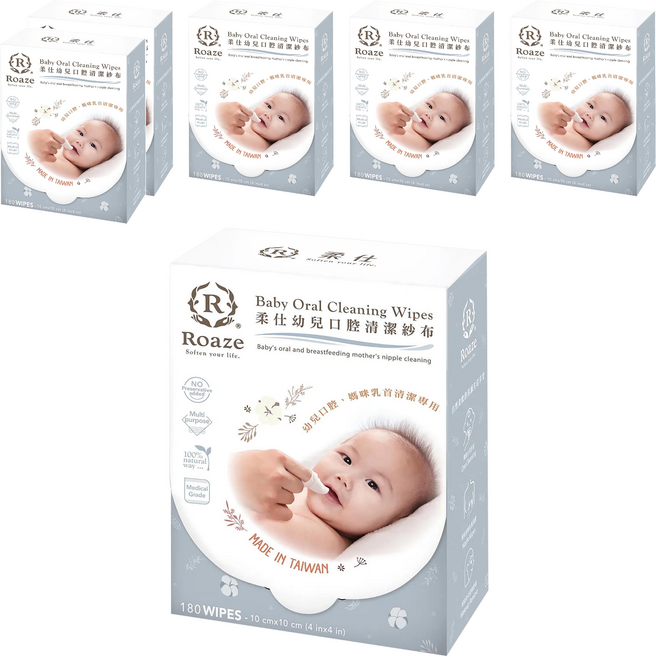 Roaze 柔仕 幼兒口腔清潔紗布, 100g, 180張, 6盒