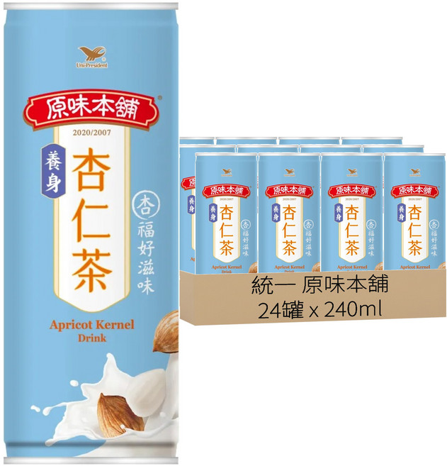 統一 原味本舖 養身杏仁茶, 240ml, 24罐
