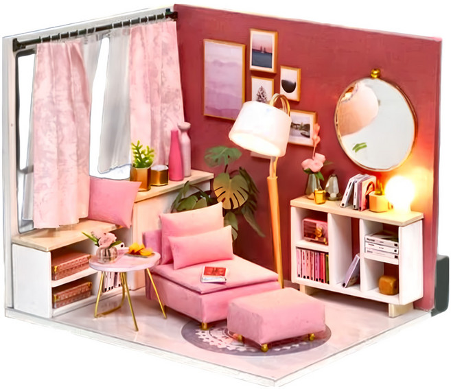 CUTE ROOM 智趣屋 DIY 手作袖珍屋 附防塵罩 H-017, 幸福小時光, 1個