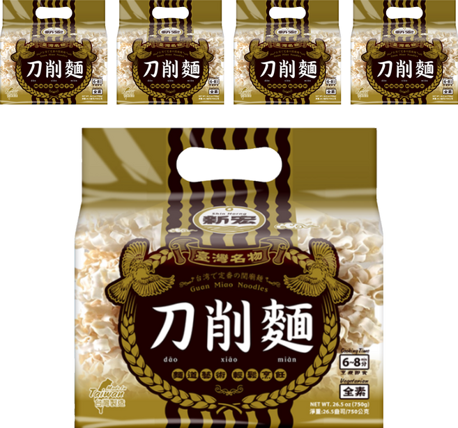 新宏 刀削麵 全素, 750g, 5袋