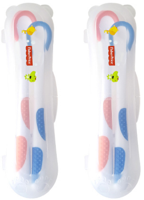fisher-price 費雪 感溫副食品湯匙2入+收納盒組, 混合色, 2套