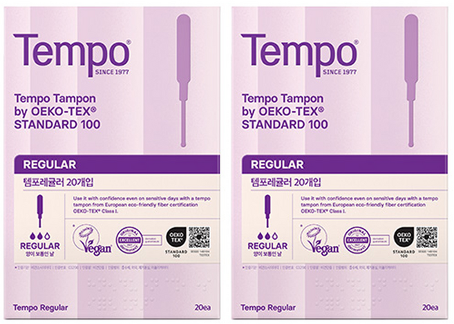 템포 오리지널 탐폰, 레귤러, 20개입, 2개