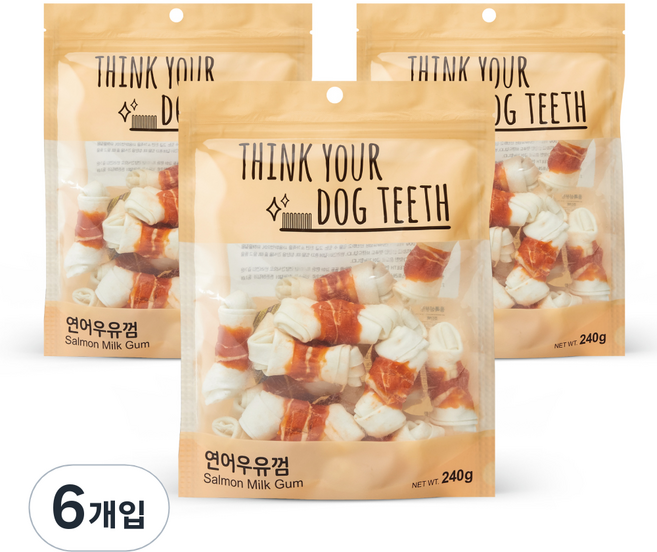 띵크유어도그티 강아지 딩고껌 소형 15P, 연어, 240g, 6개