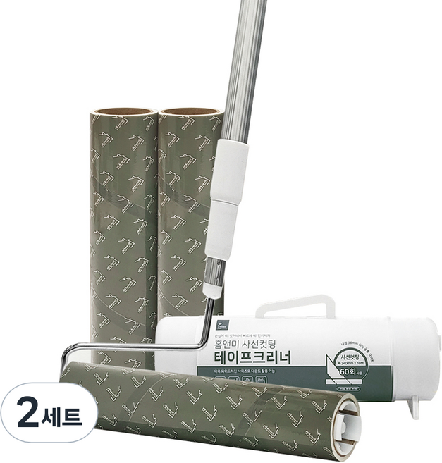 홈앤미 초강력 사선컷팅 대형 테이프클리너 3단 본품 + 리필 90회 2P, 2세트