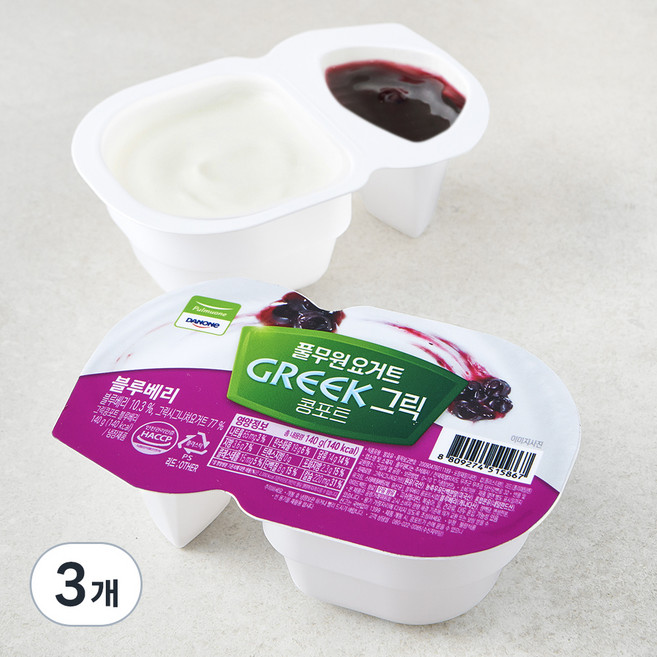 풀무원 그릭콩포트 블루베리 요거트, 280g, 3개