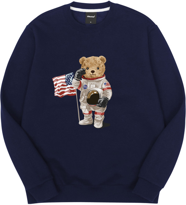 옥스타 남녀공용 아폴로 곰돌이 특양면 맨투맨