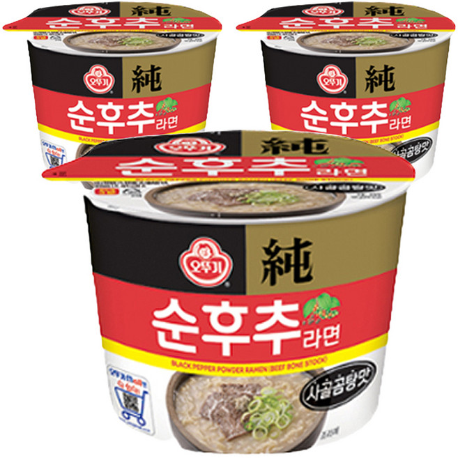 오뚜기 순후추라면 사골곰탕맛 컵라면 105g, 3개