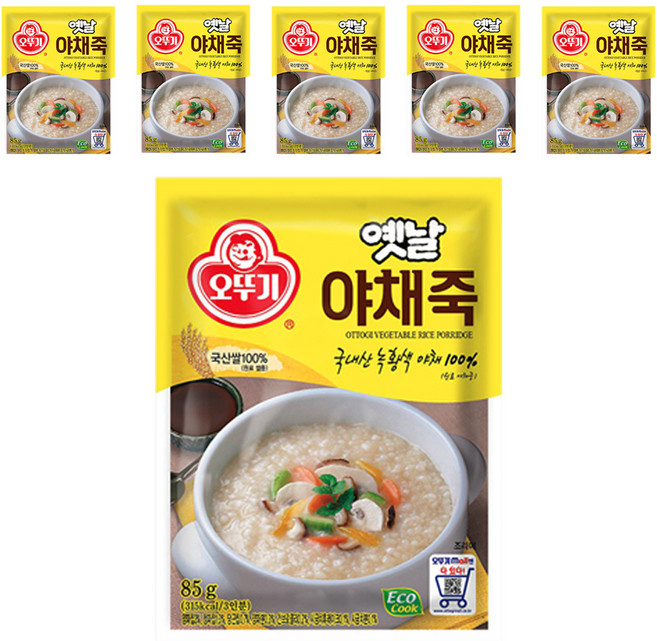 오뚜기 야채죽, 6개, 85g