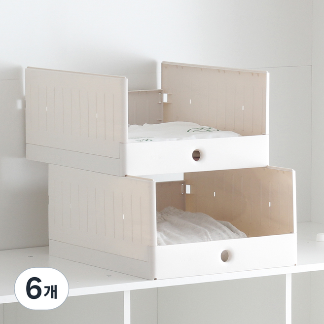 올리빙 국내 제조 멀티 모듈 슬라이딩 리빙박스, 화이트, 6개