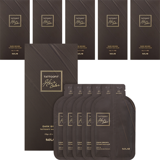 563랩 타투핏 헤어 컬러 염모제 5p, 다크브라운, 6개