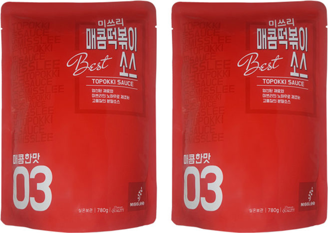 미쓰리 떡볶이소스 03 매콤한맛, 780g, 2개
