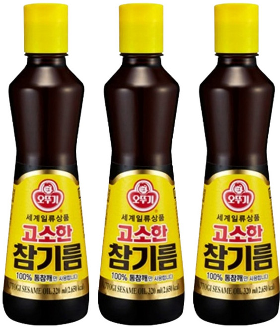 오뚜기 고소한 참기름, 320ml, 3개