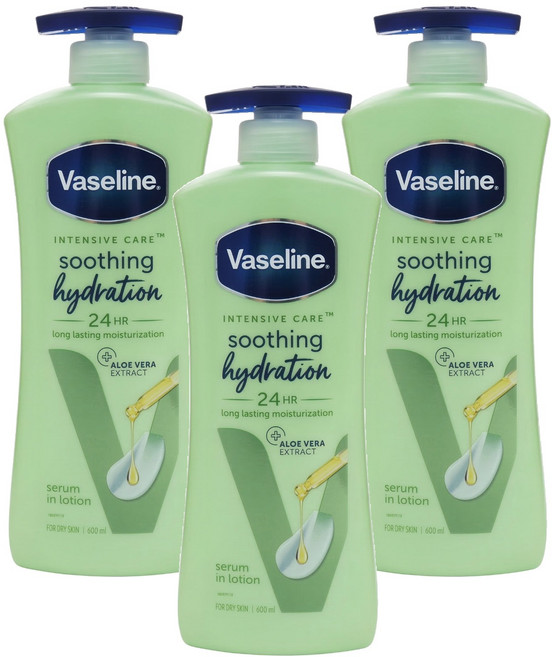 Vaseline 凡士林 乳液 蘆薈精華, 600ml, 3瓶