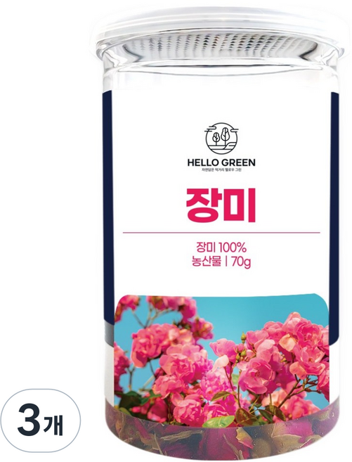 헬로우그린 장미차, 70g, 3개, 1개입