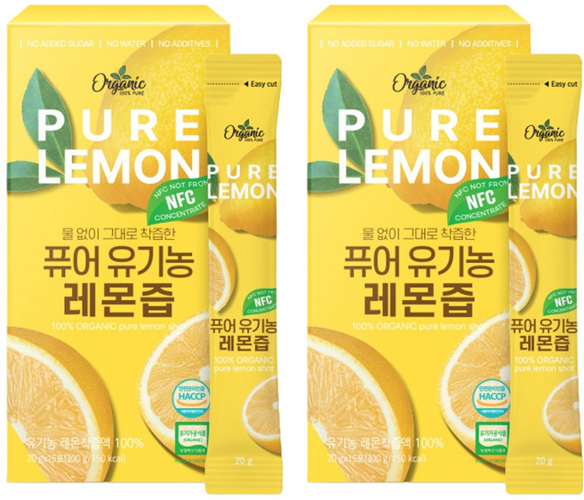 천호엔케어 퓨어 유기농 레몬즙, 300g, 2개