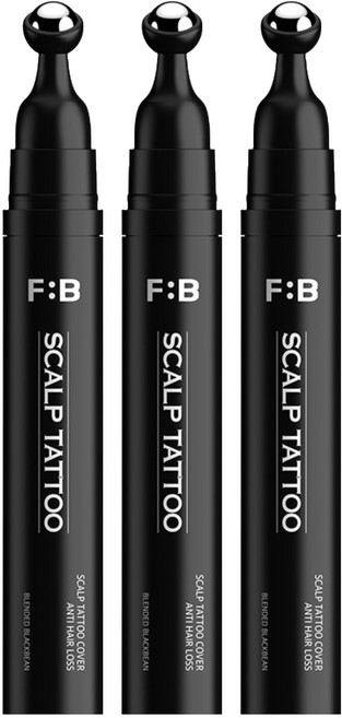 포뷰트 정수리 가르마 헤어라인 탈모 커버 두피 타투 틴트 15g, 블랙, 3개