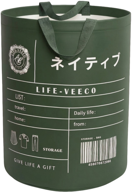 德利生活 超大日系環保尼龍髒衣籃, 綠色, 1個