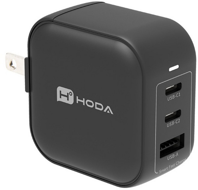 HODA 好貼 GaN氮化鎵 65W 智慧方型三孔電源供應器, 黑色, 1個