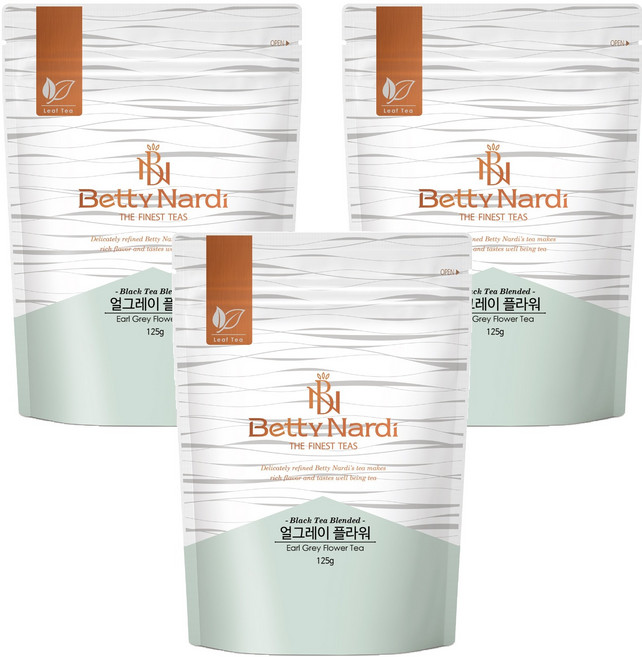 베티나르디 얼그레이 플러워 티 지퍼백, 125g, 1개입, 3개