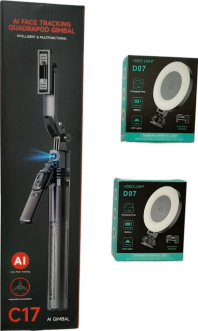 CYKE 智能手持穩定器 補光燈2個, C17, 1個, 黑色