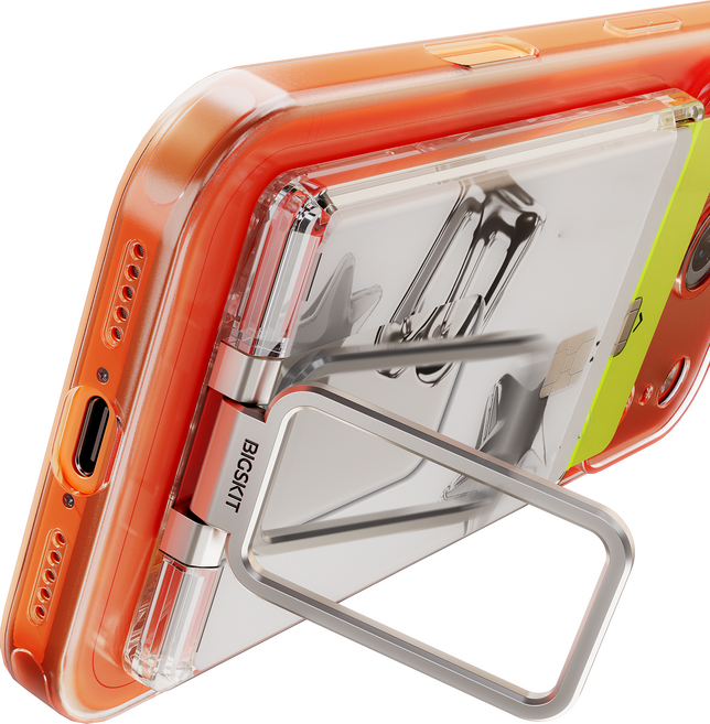 빅스킷 맥세이프 카드지갑 2장 수납 스탠드 거치대 핸드폰 홀더 TLA-세로, 1개, 투명