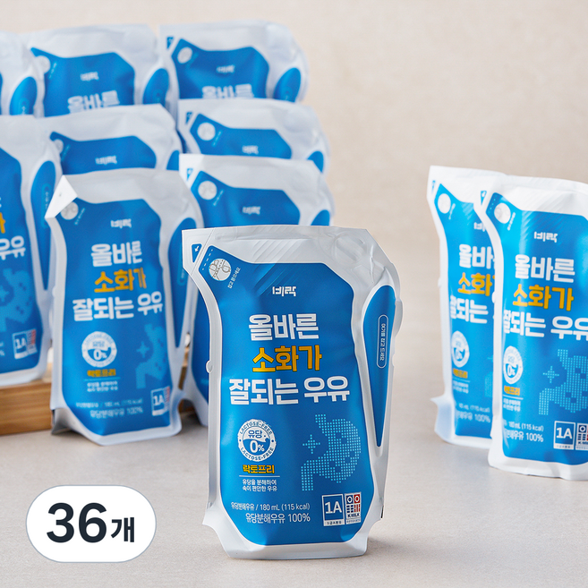 비락 올바른 소화가 잘되는 우유, 36개, 180ml