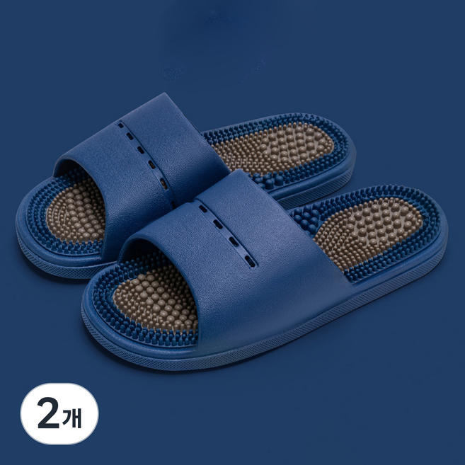 에버하우스 모던 투톤 발바닥 지압 슬리퍼, 네이비, 2개