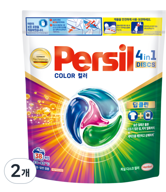 퍼실 디스크 컬러 캡슐세제, 38개입, 2개